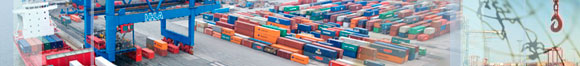 Header picture showing container port and vessel