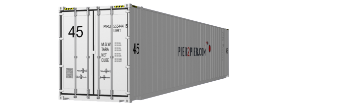 45HCReefer container picture rotated 20 degrees