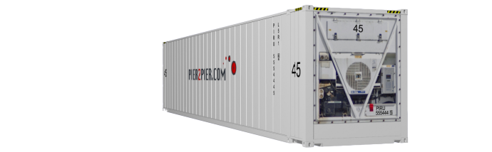 45HCReefer container picture rotated 160 degrees