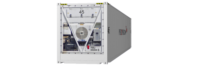 45HCReefer container picture rotated 190 degrees