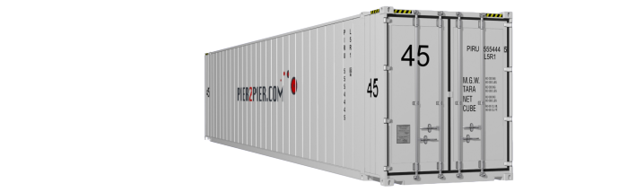 45HCReefer container picture rotated 340 degrees