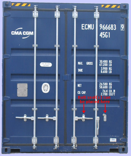 container doors with bolt seal direction